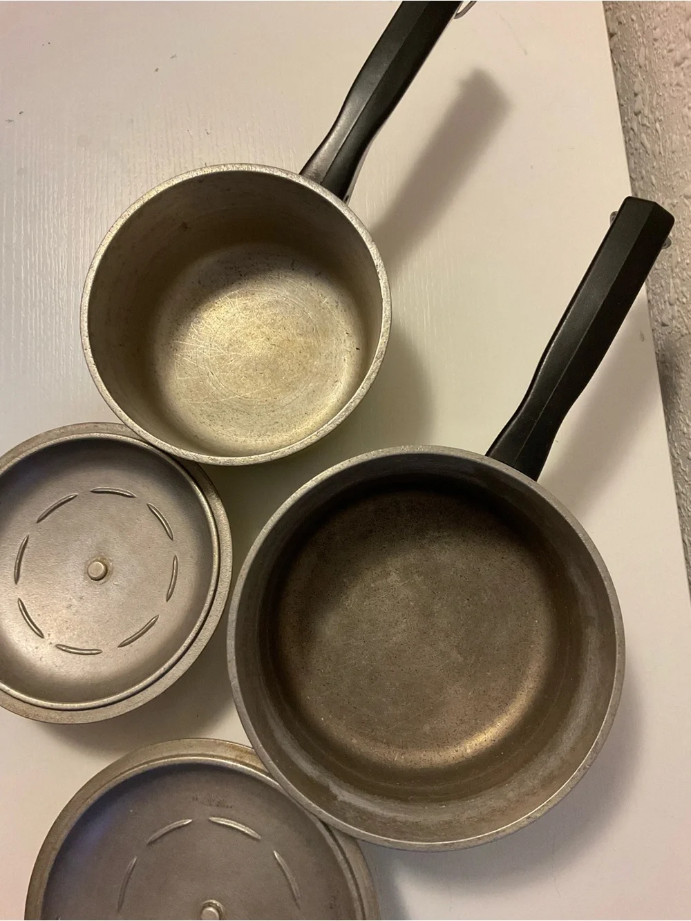 Vintage CLUB Cast Aluminum Yellow Cookware ~ Lot of (2) Pots w/ Lids